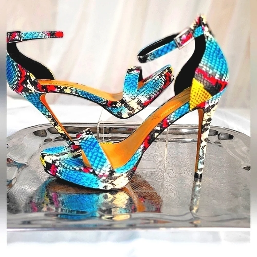 Aldo Multicolor Snake Print Stilettos-9 - Picture 2 of 8